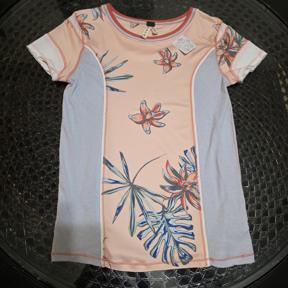 Free People Women's Floral Patchwork Print Top - Cream and Blue